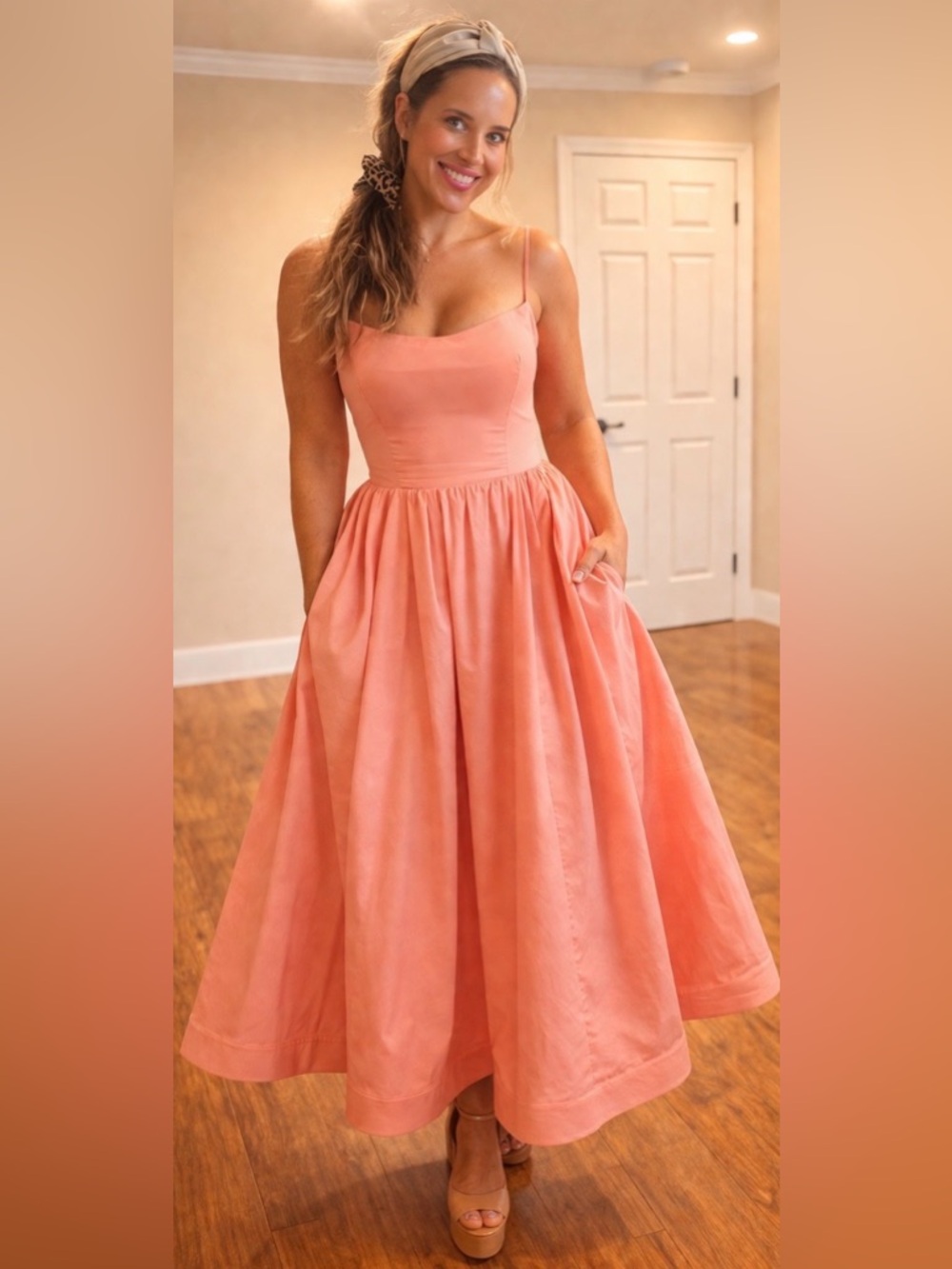 House of CB Lolita Apricot Corset Midi Dress XS Boned Fit & Flare